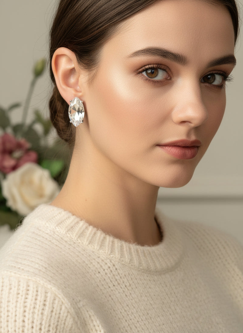 Clip on 2 3/4" long silver multi colored bead earrings with dangle circles