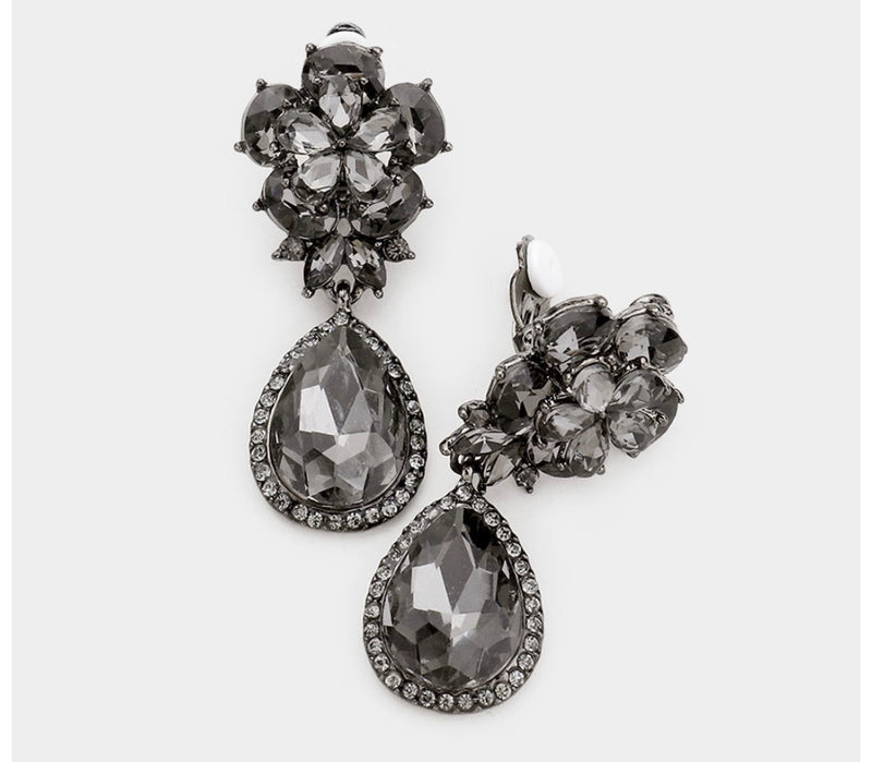 Clip on 2 1/2" round gold top earrings with dangle turquoise woven hoop