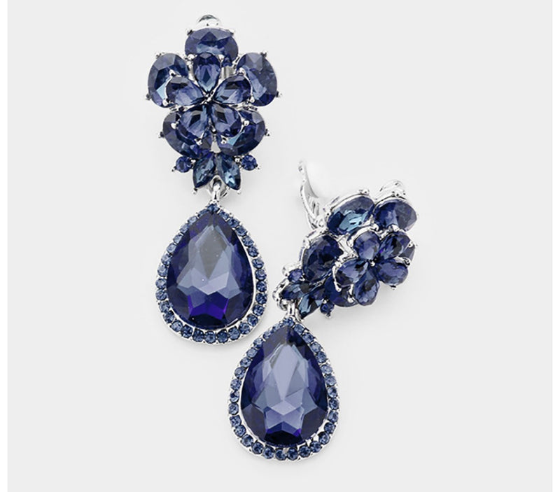 Clip on 2 1/2" round gold top earrings with dangle turquoise woven hoop