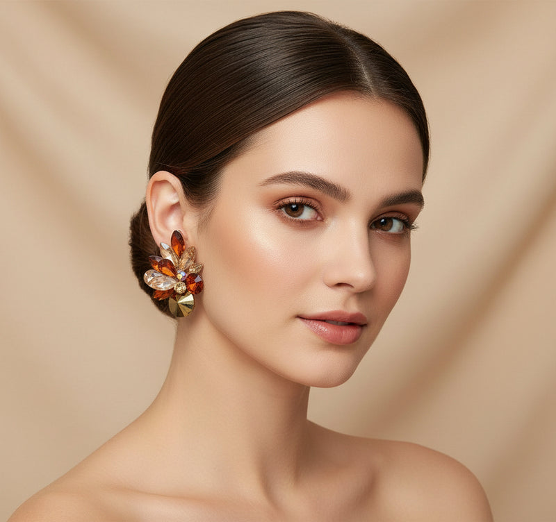 Clip on 2" silver wrinkled odd shaped dangle earrings