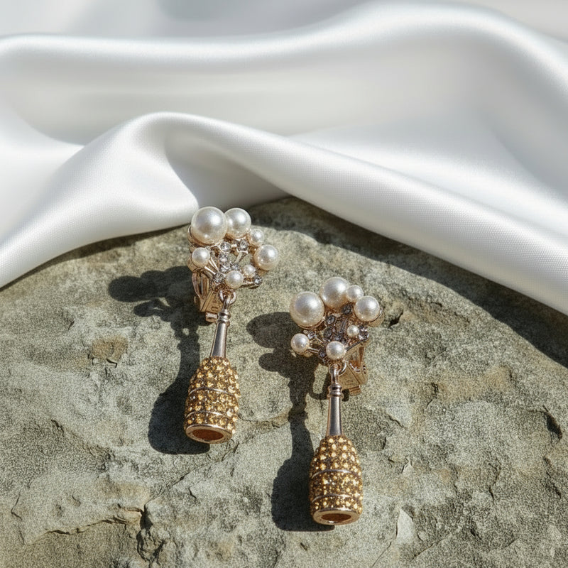 Clip on 2" silver wrinkled odd shaped dangle earrings