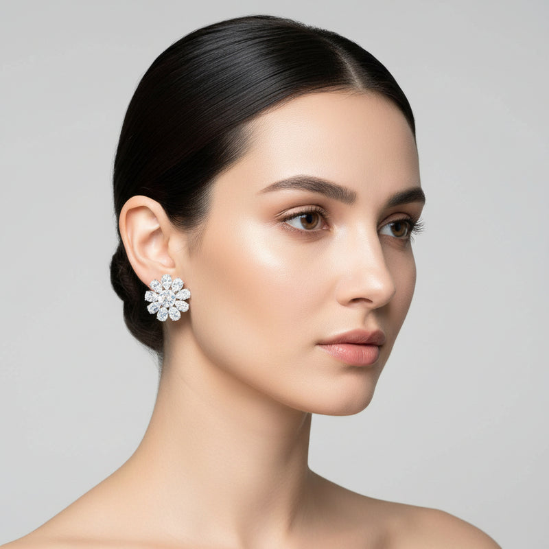 Clip on 2" silver wrinkled odd shaped dangle earrings