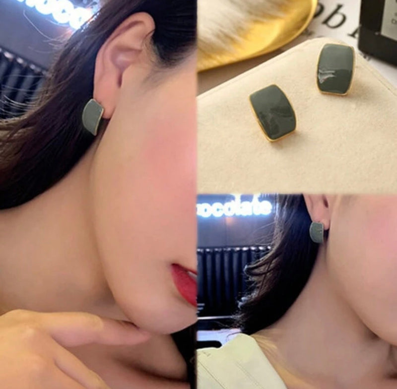 Clip on 3/4" bent gold square earrings in a variety of colors- 1 pair