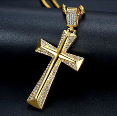 Stainless Steel gold large Cross 24