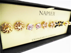 Napier 5 piece pierced button style earring set