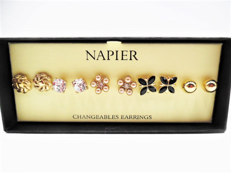 Napier 5 piece pierced button style earring set