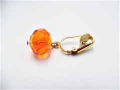 Clip on gold and orange ombre necklace and earring set