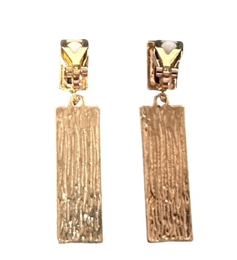 Clip on 2" gold multi colored stone long dangle earrings