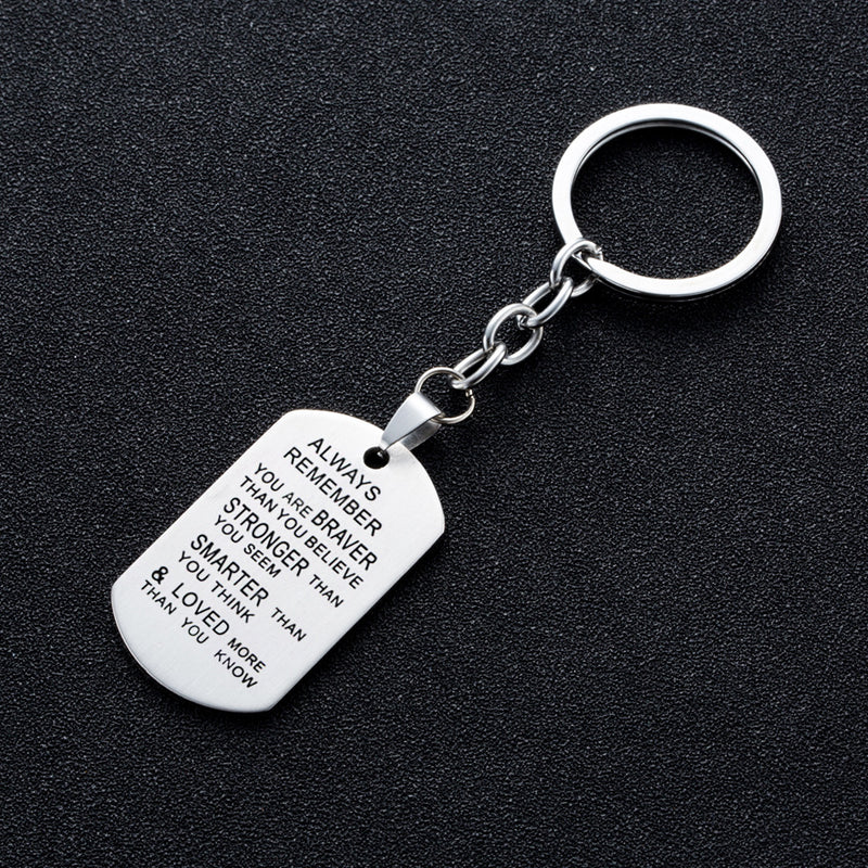 DSN Silver stainless steel "ALWAYS REMEMBER" necklace or keychain