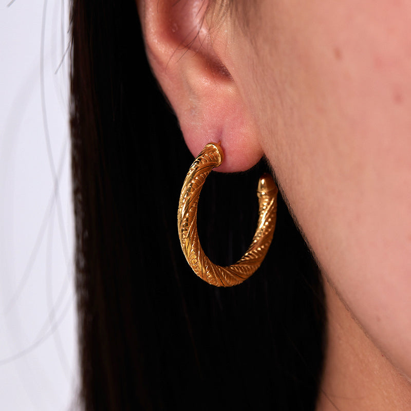 DSN 1 pair pierced silver or gold stainless steel open back hoop earrings