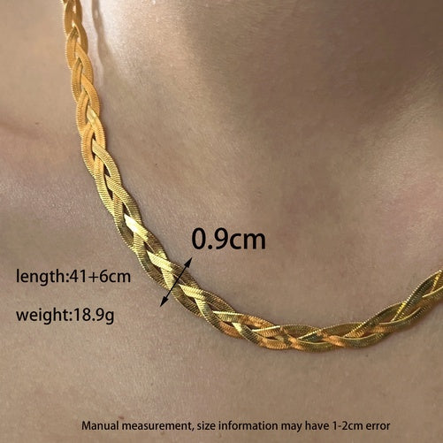DSN stainless steel 16"plating braided gold, rose or silver snake chain necklace