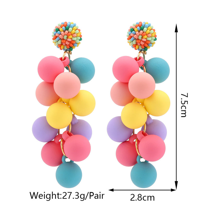 DSN Pierced 2.95" gold acrylic ball cluster earrings in a variety of colors