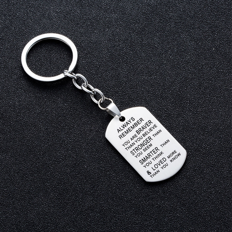 DSN Silver stainless steel "ALWAYS REMEMBER" necklace or keychain