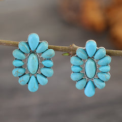 DSN Pierced silver & turquoise or silver & white button style earrings