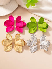 DSN  1 pair pierced gold, green, rose or silver flower alloy earrings