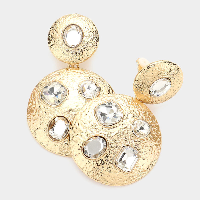 Pierced 2 1/4" gold and red seed bead edge hoop earrings