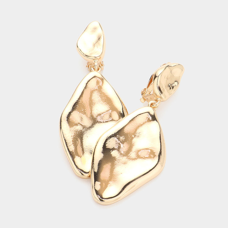 Vintage clip on 1" gold, black and white swirl button style earrings