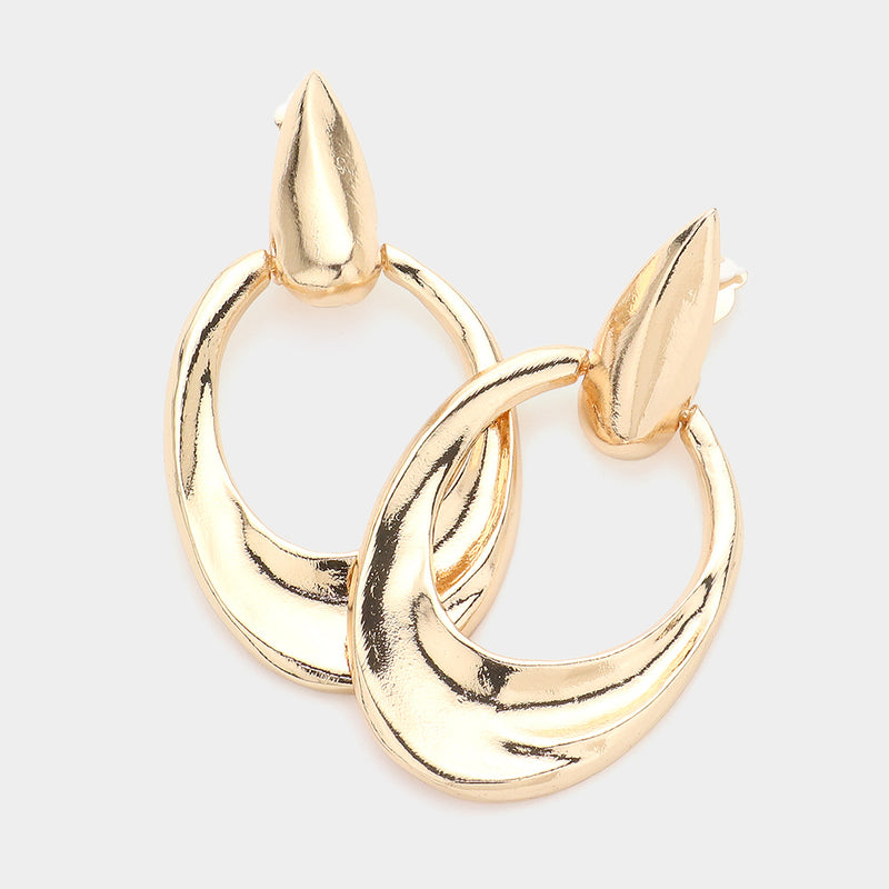 Trendy 1 1/4" clip on shiny gold hoop earring