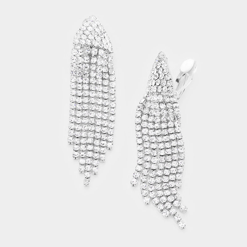 Clip on 3 1/4" xlong copper comfort fit coil dangle brown string earrings