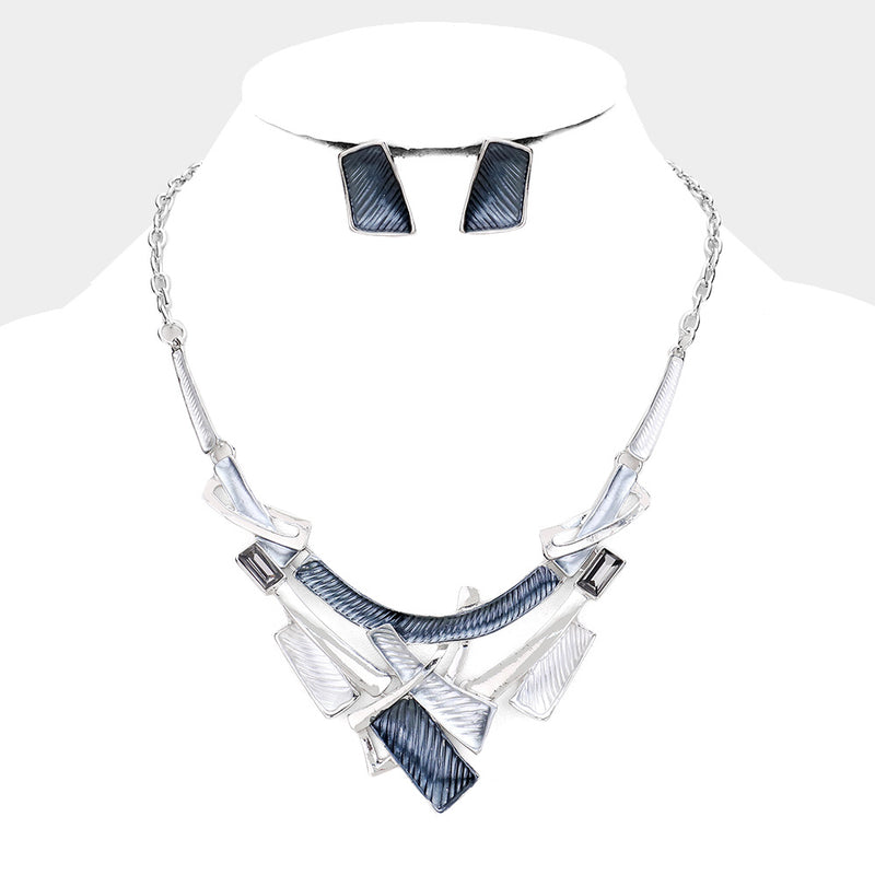Clip on 4 3/4" silver & black cross earrings w/dangle clear stones & chain