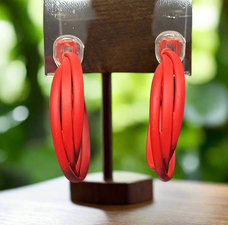 Clip on silver, blue and shimmer odd shaped bead necklace and earring set