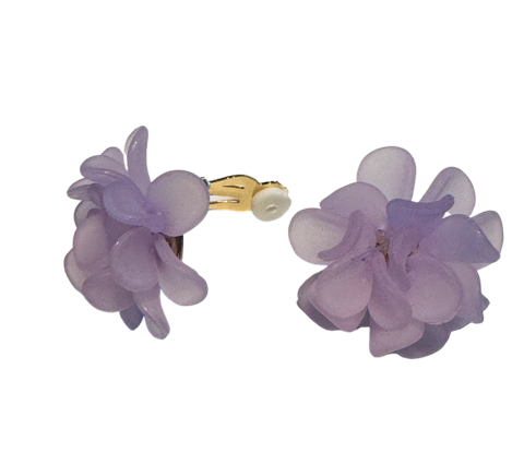 Clip on 1 1/4" gold flower button style earrings in a variety of colors