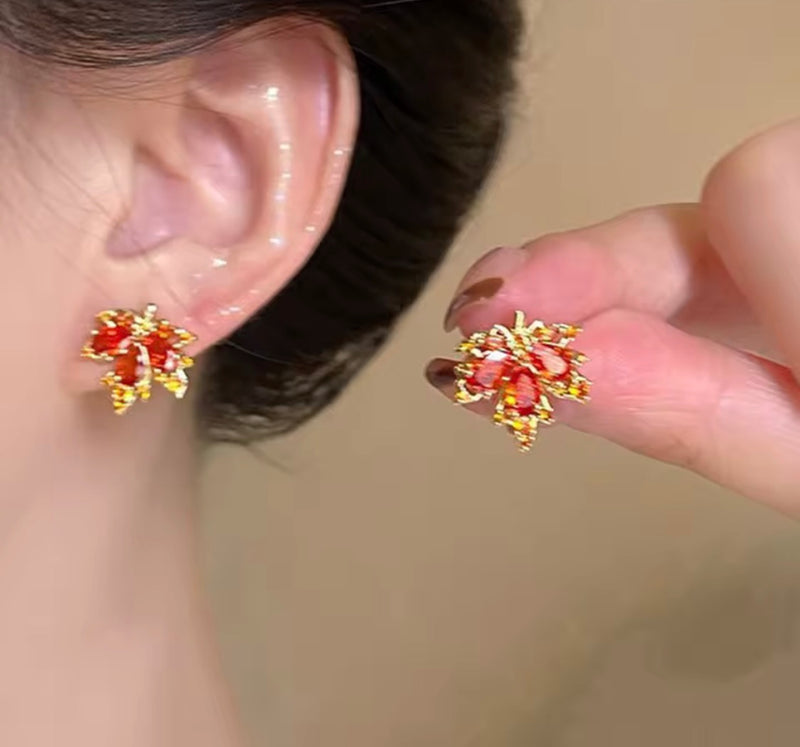 Clip on 1/2" silver double row star hoop earrings with clear stones