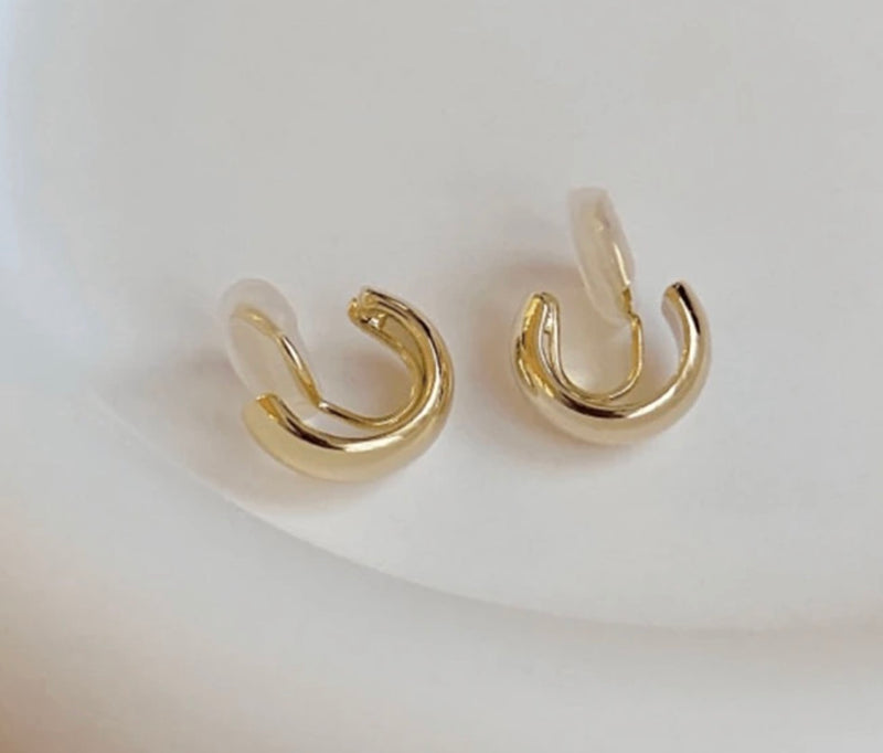 Clip on 1/2" shiny gold comfort fit coil Xsmall hoop earrings