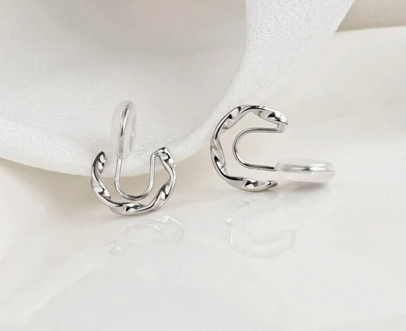 Clip on silver comfort fit coil 1/2" Xsmall twisted hoop earrings