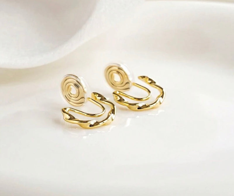 Clip on gold comfort fit coil 1/2" Xsmall twisted hoop earrings