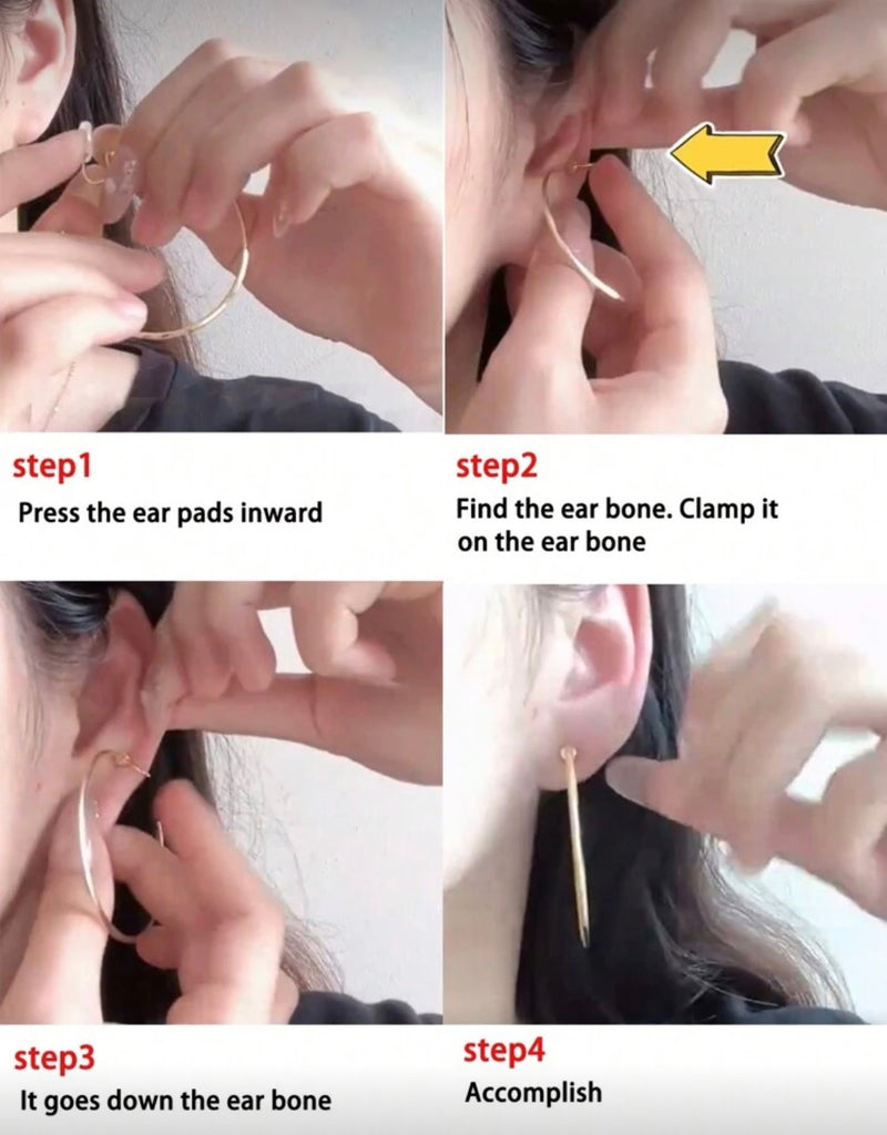 Clip on 2" comfort fit lightweight gold open back dangle hoop earrings