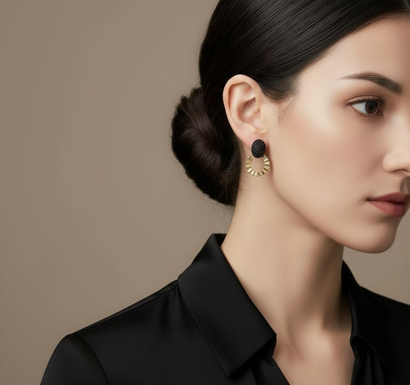 Clip on 1/2" silver double row star hoop earrings with clear stones