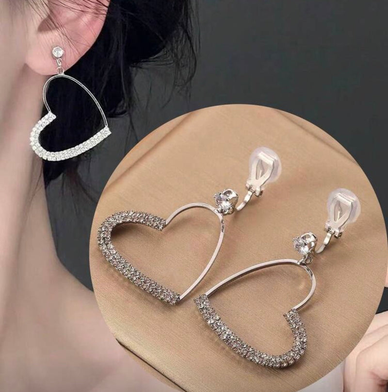 Clip on 3 1/4" xlong copper comfort fit coil dangle brown string earrings