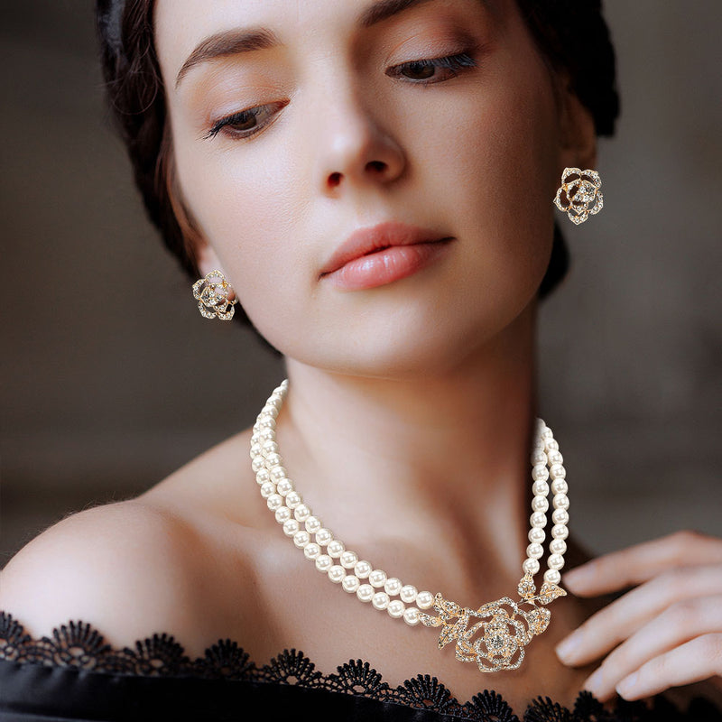 Pierced 2" gold wire and small pearl twisted hoop earrings