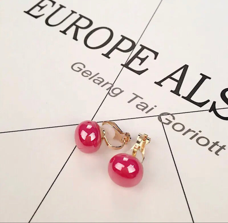 Clip on gold 3/4" small, pink, hot pink, white or black bead earrings