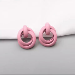Pierced pink painted loose knot earrings