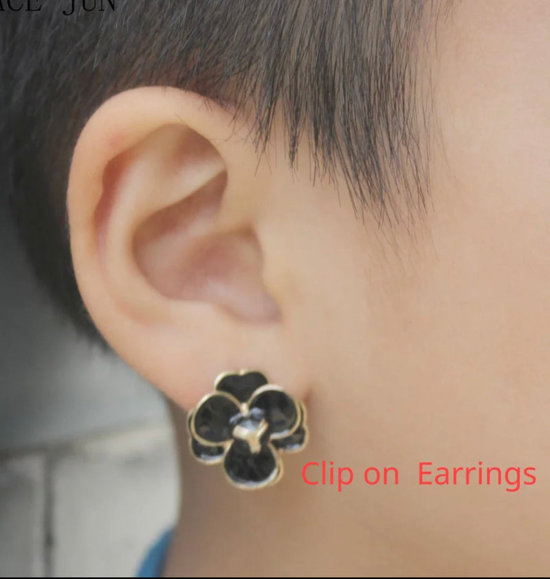 Clip on 2 1/2" gold double wavy hoop earrings