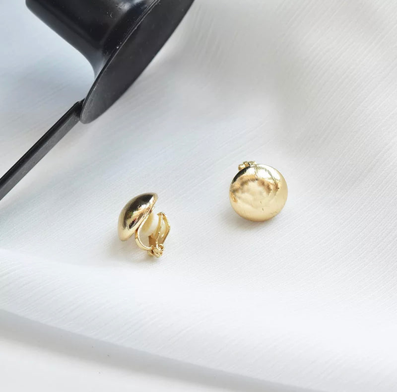 Clip on Xsmall gold raised round earrings