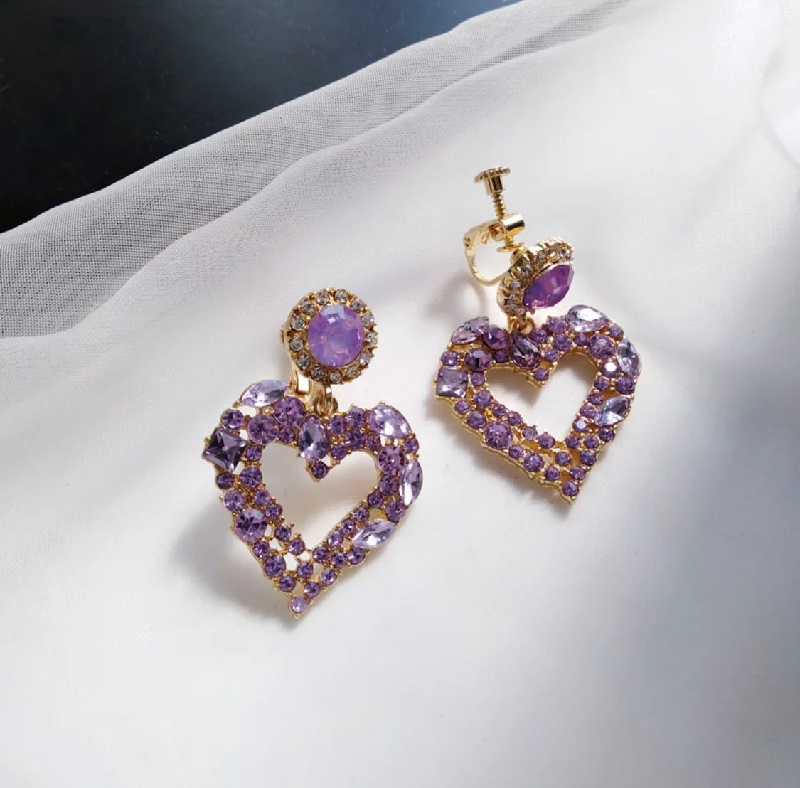 Purple Stone Oxidised Silver Earrings - Varam Jewels