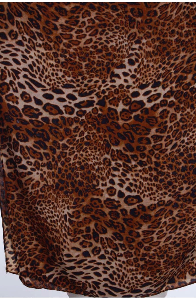 Brown, black, and tan animal print 39" X 70" XL acrylic shawl-scarf
