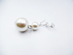 Clip on silver chain cream graduated pearl necklace set