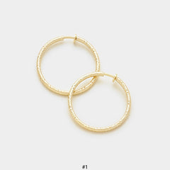 Clip on gold hammered multi hoop dangle earrings