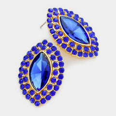 Gold and blue stone pierced earrings