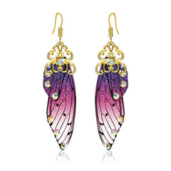 Pierced silver, purple multi colored pleather Fleur De Lis teardrop earrings