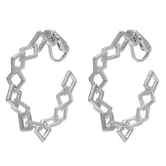 Clip on silver or gold pointed square hoop earrings