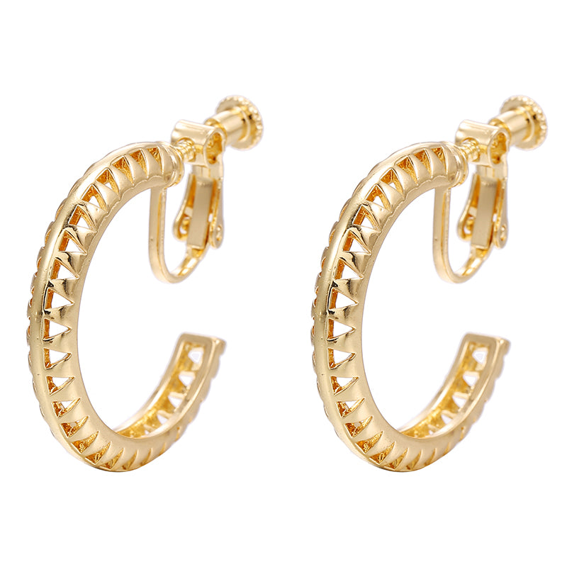 Clip on 1" gold or silver vented hoop earrings