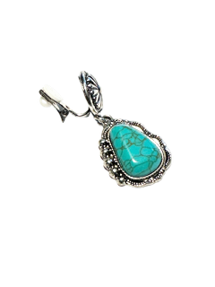 Clip on 2 3/4" western silver and graduated turquoise stone earrings