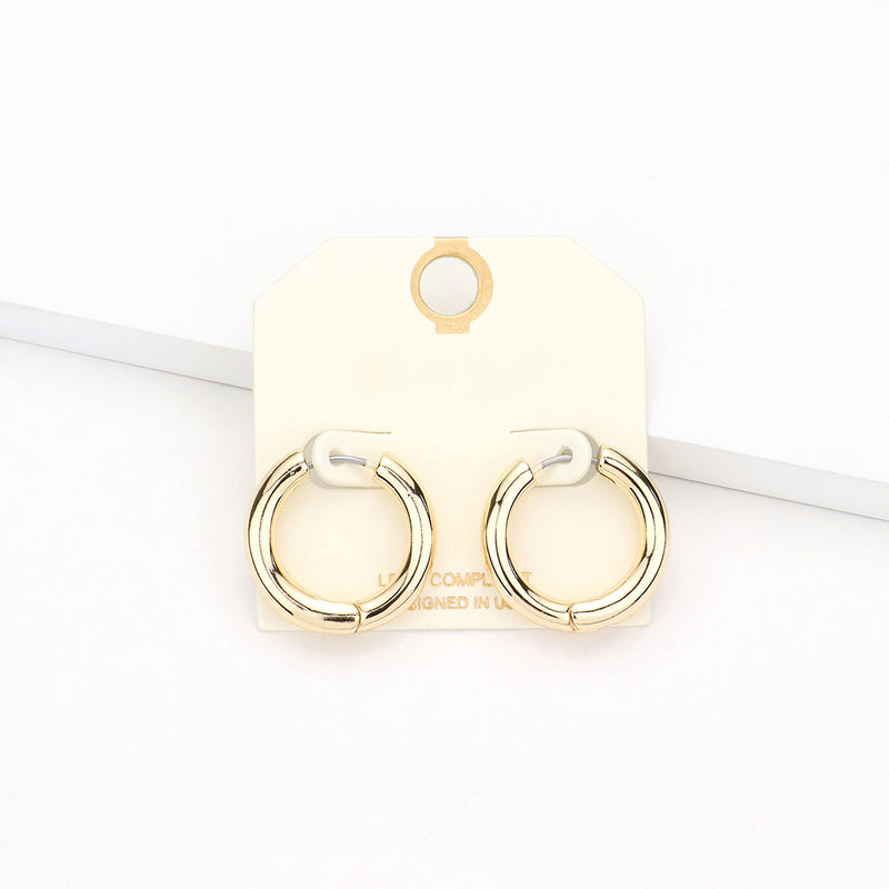 Gold 3/4" small bamboo pierced hoop earrings