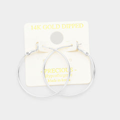 Silver wire med lightweight pierced 14K gold dipped hoop earrings