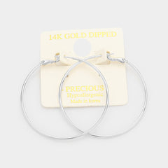 Silver wire lightweight pierced 14K gold dipped hoop earrings